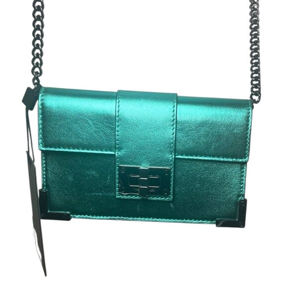 The Kooples Emily Green Metallic Leather Pouch Bag NWT - Picture 5 of 7
